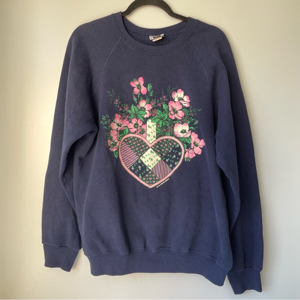 Vintage 1991 Floral Pink And Blue Crewneck Lee Heavyweight XL women’s